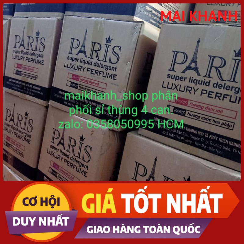 Nước giặt Paris 3,6l (1 can) / 1 thùng 4 can : Sản Xuất Bởi Cty Thương Mại Phát Triển HADINA.