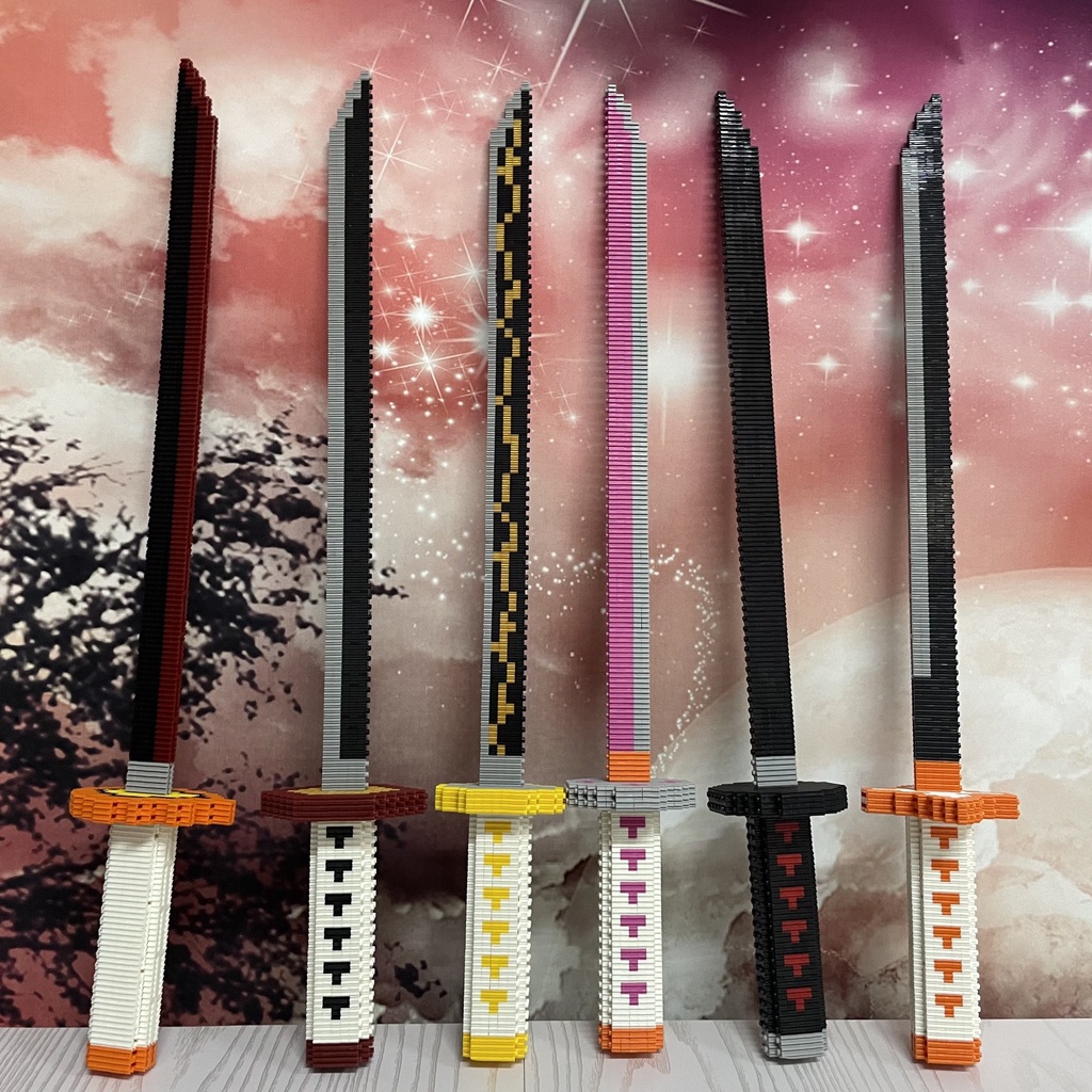 Mô Hình Nhân Vật Hoạt Hình khối xây dựng dao thanh kiếmDemon Slayer Blade Kamado Tanjirou Sáng tạo lắp ráp Mô hình Quà tặng Đồ chơi