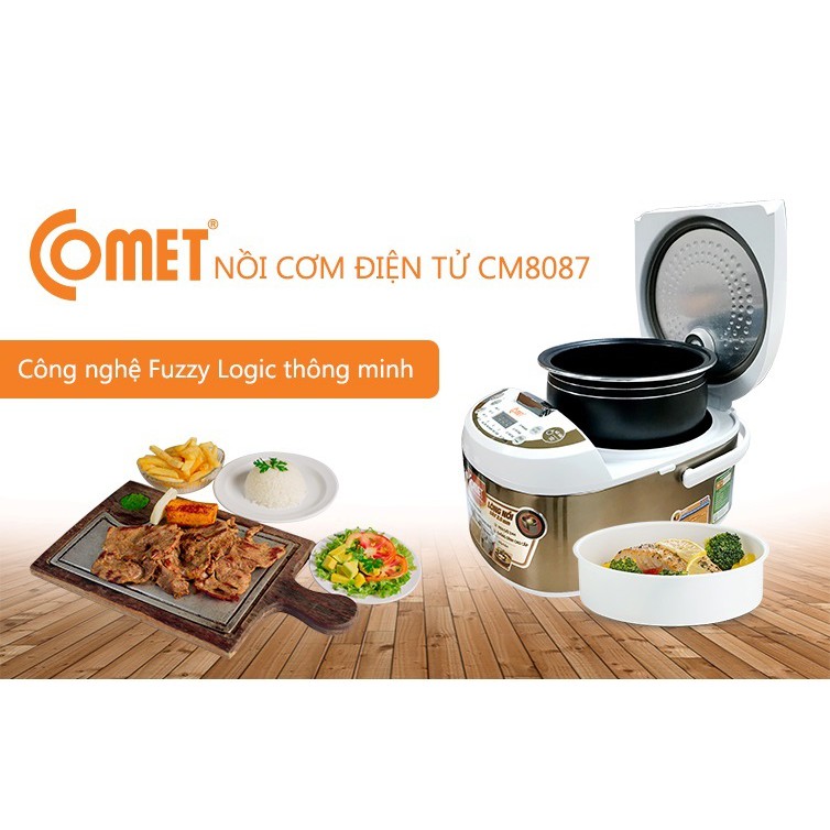 CM8087 - NỒI CƠM ĐIỆN TỬ NẮP GÀI 3D COMET 1.8L (5-6 NGƯỜI ĂN) BẢO HÀNH CHÍNH HÃNG 12 THÁNG