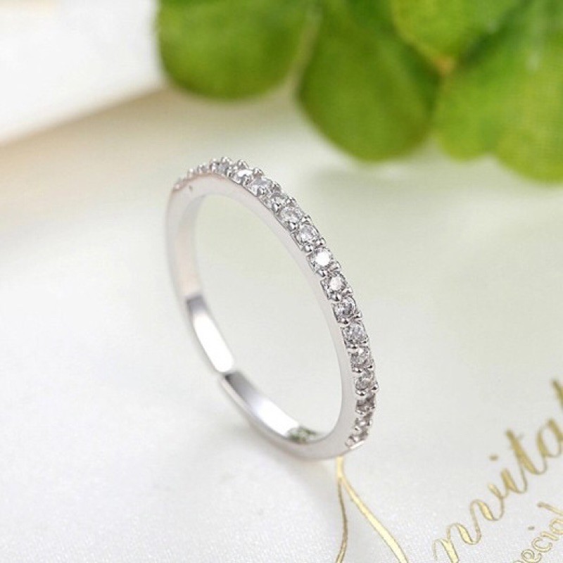Nhẫn bạc 1 hàng đá 💍 nhẫn bạc dải đá nữ