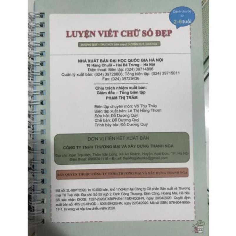 Bộ 3 cuốn vở tập viết tự xóa thần kỳ Thanh Nga (Luyện nét, luyện chữ đẹp, luyện chữ số và 2 bút 2 kê tay, 6 ngòi bút).