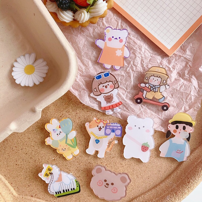 Phụ kiện stickers pin cài áo cute, huy hiệu trang trí túi xách ba lô cặp đi học đi chơi