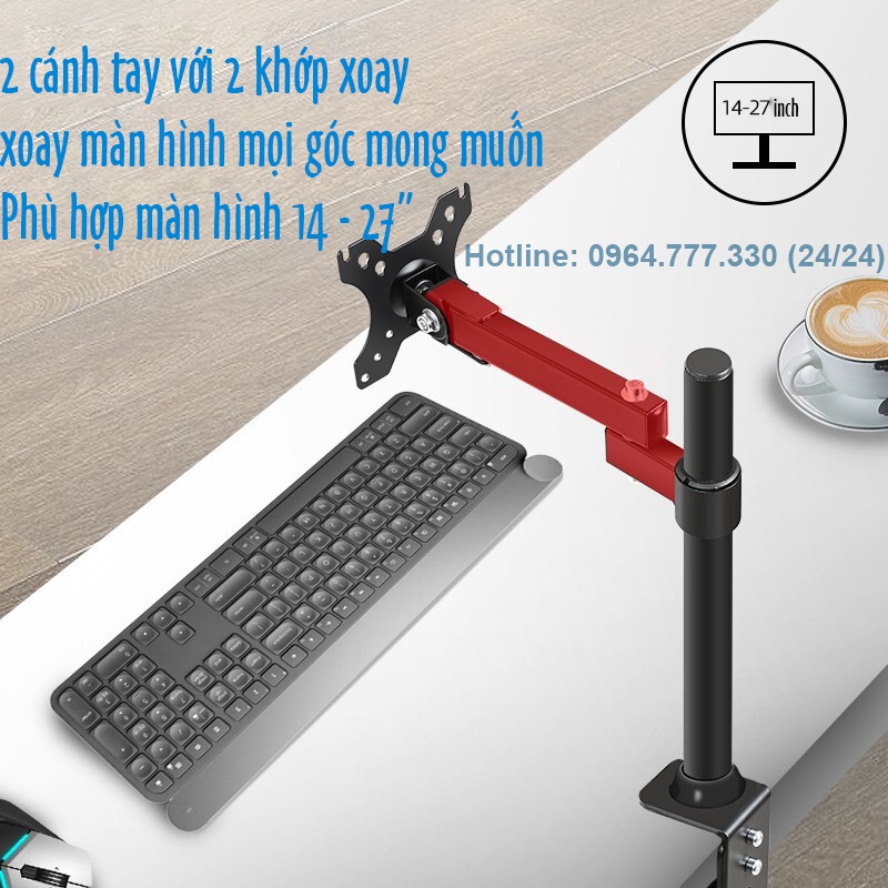 XL03 giá treo màn hình - Kẹp bàn/ Xoay 360 độ - Chân đứng/ Cột Đứng 40 Cm [Màn hình 17-27inch]  - [Rẻ Hơn NB F80]