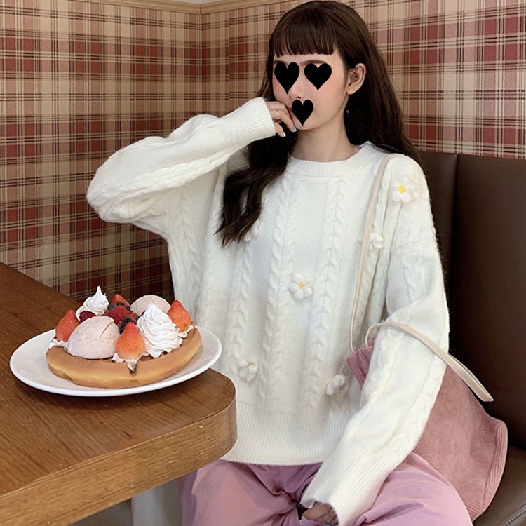 Áo Sweater IELGY tay dài phoối họa tiết hoa xinh xắn cho nữ