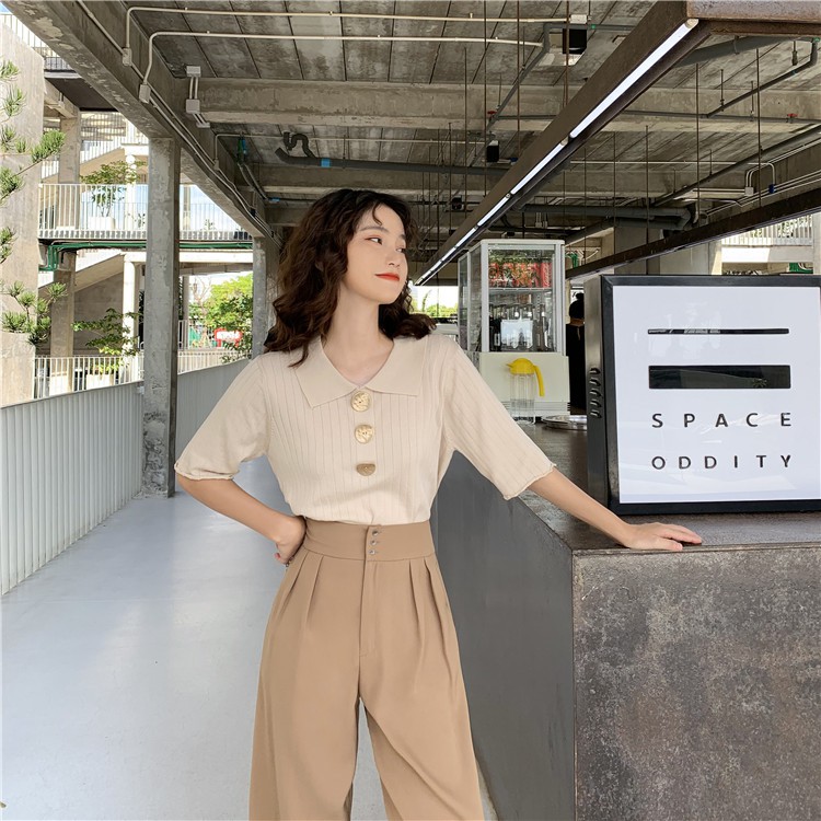 Xiaozhainv Áo thun polo tay ngắn phong cách Hàn Quốc cho nữ | BigBuy360 - bigbuy360.vn