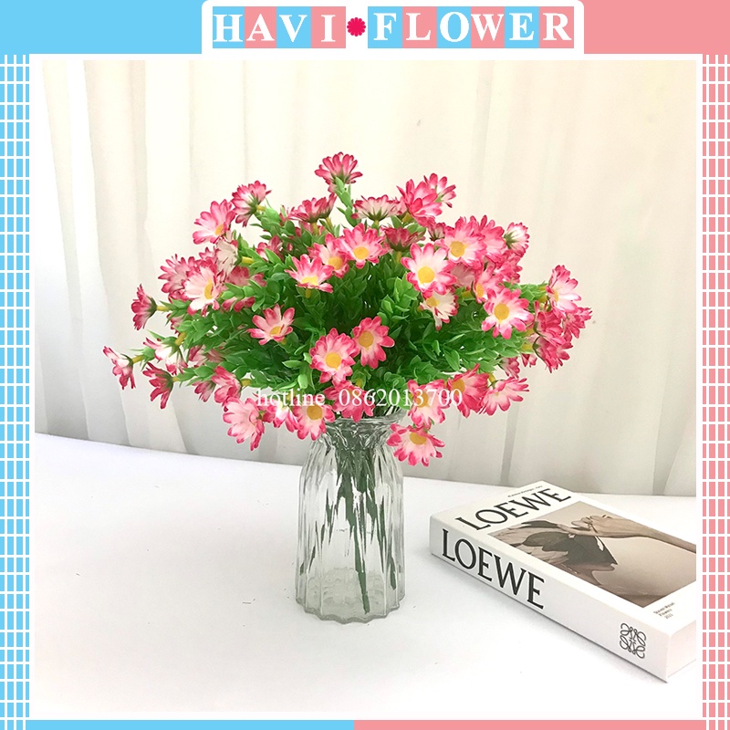 Hoa Giả - Cụm Hoa Cúc Dại 40cm Trang Trí Nhà Cửa, Phụ Kiện Cho Các Studio Đẹp, Bền, Tinh Tế, Thanh Lịch