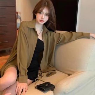 Áo Sơ Mi Tay Dài Dáng Rộng Phong Cách Hàn Quốc Thời Trang Xuân Thu Cho Nữ