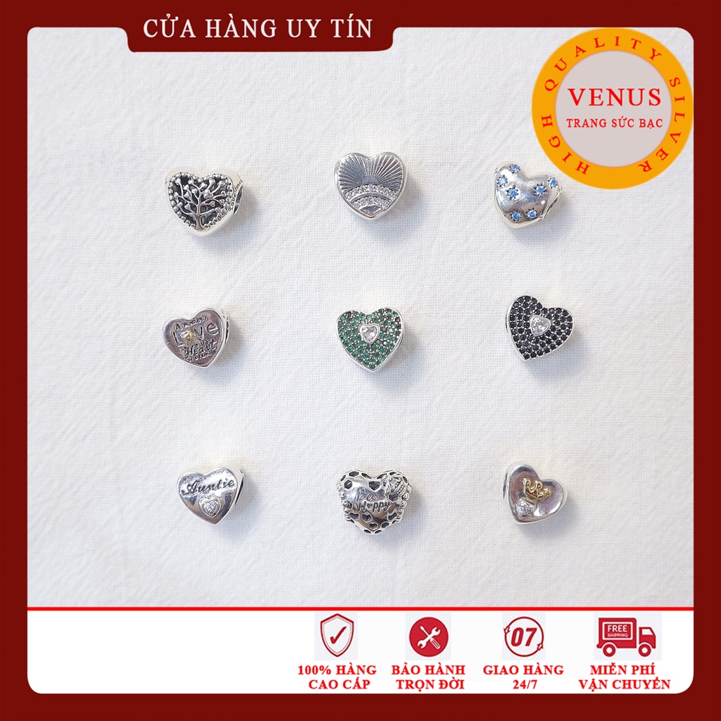 [Charm bạc 925 cao cấp] Charm trái tim in hình thành viên trong gia đình- Mã sản phẩm VENUSFML