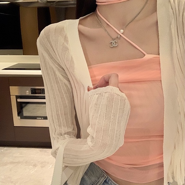 Áo Khoác Cardigan Dệt Kim Tay Dài Cổ Chữ V Dáng Ngắn Thời Trang Trẻ Trung