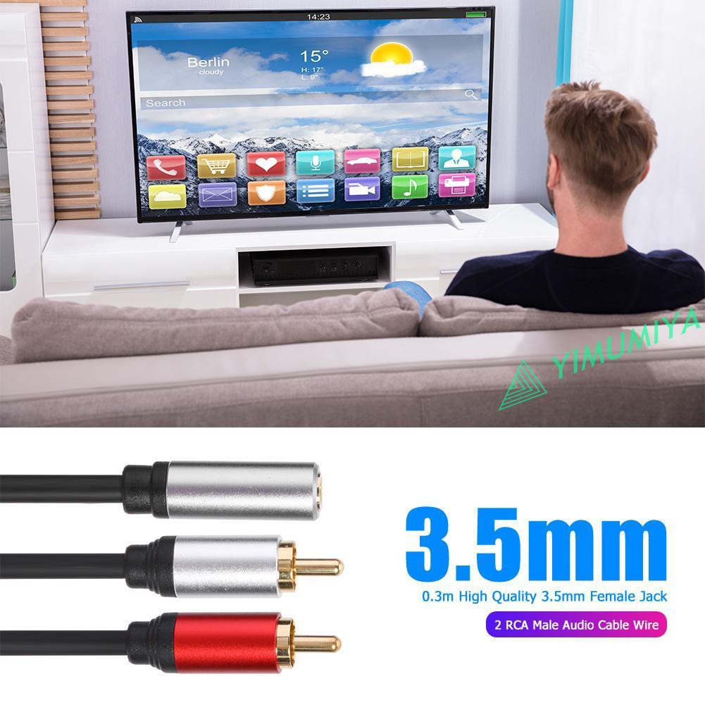 Cáp Chuyển Đổi Âm Thanh Chữ Y Từ Đầu Cái 3.5mm Sang 2 Rca Dài 0.3m