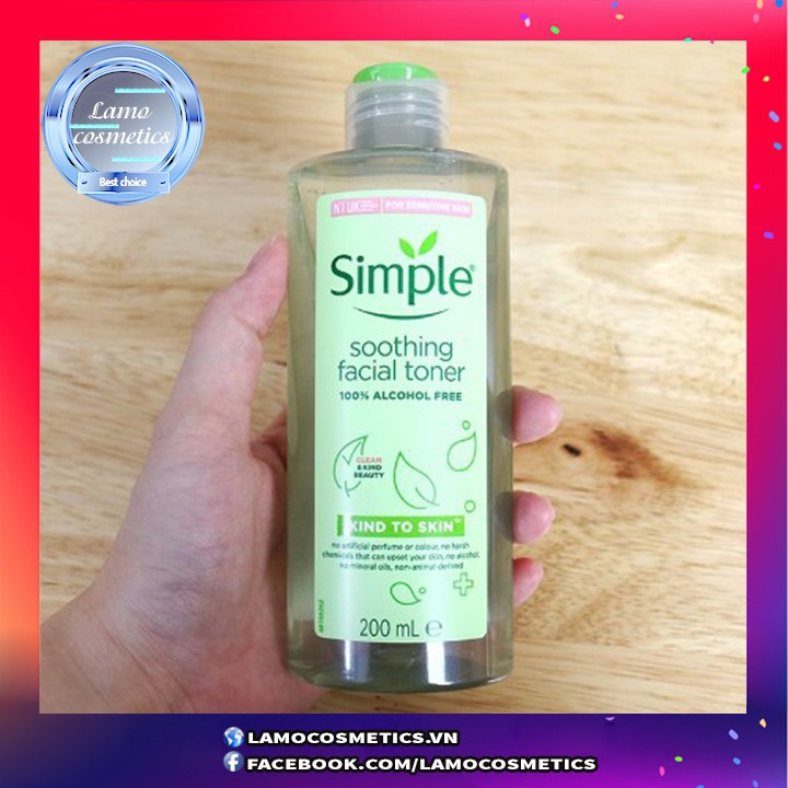 Combo 6 Chai Nước Hoa Hồng, Toner Simple Kind To Skin Soothing Facial 200ml