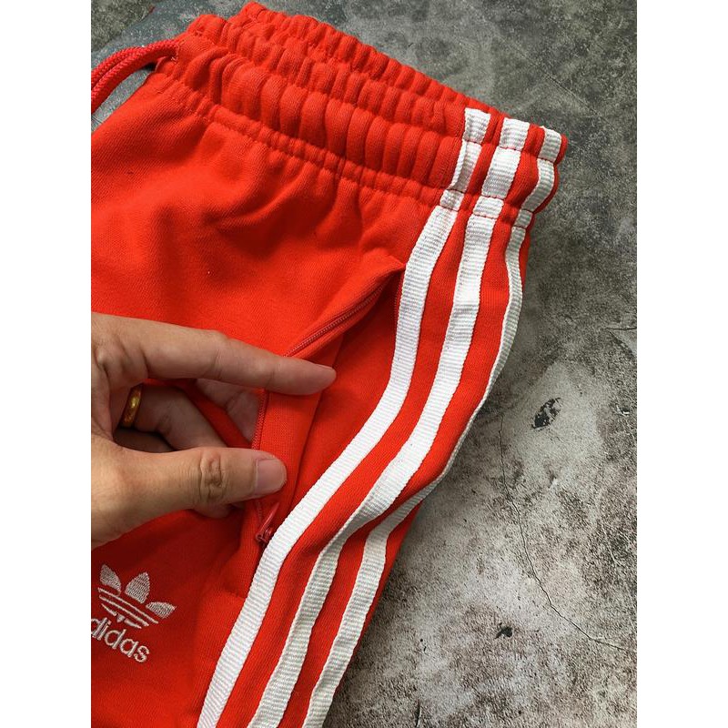 ⚡️FREE SHIP⚡️ Quần nỉ Adidas Cuffed Track Pants màu đỏ sọc trắng XUẤT DƯ FULL TEM TAG