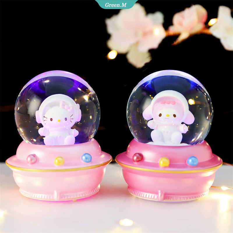 Quả Cầu Pha Lê Mini Màu Hồng Sanrioed Kawaii Hình Melody Cinnamoroll Làm Quà Tặng Sinh Nhật