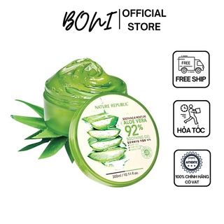 Gel lô hội Soothing & Moisture Aloe Vera 92% Nature Republic 300ml - Cung cấp nước, độ ẩm -giảm bớt nếp nhăn(chính hãng)
