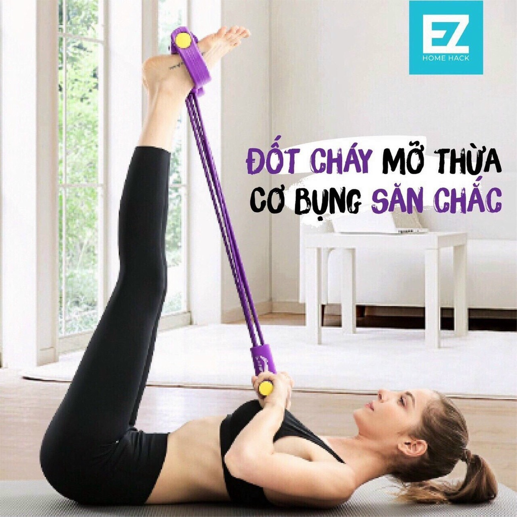 Dây Cao Su Tập Gym, Dây Kéo Đàn Hồi Kháng Lực 4 Ống Cao Su Đa Năng Tập Bụng, Thể Dục, Tập Gym Tại Nhà