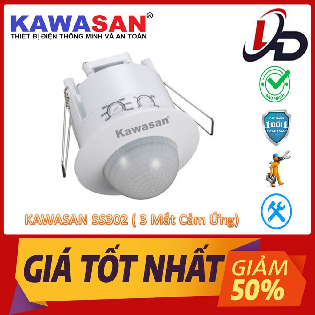Công Tắc Cảm Biến Chuyển Động Hồng Ngoại Âm Trần KAWASAN SS302 ( 3 Mắt Cảm Ứng) - Hàng Chính Hãng