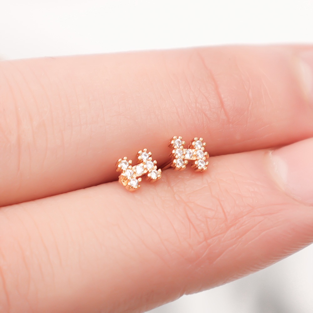Bông Tai Chữ H Đính Đá Zircon Phong Cách Hàn Quốc Thanh Lịch Cho Nữ