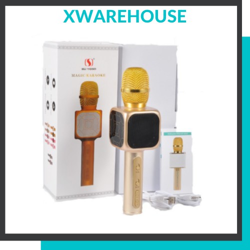 Micro karaoke bluetooth YS61 chính hãng có led, mic hát karaoke kèm loa bluetooth trên điện thoại