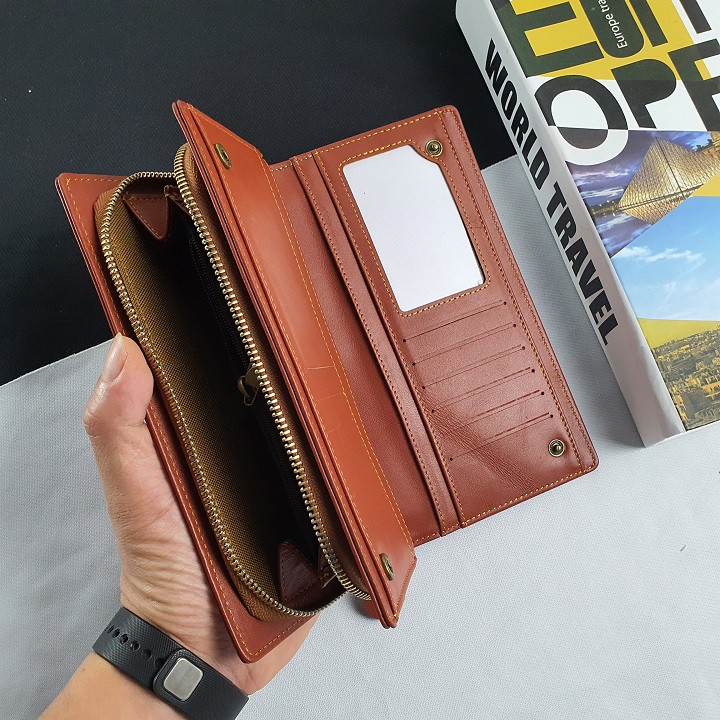 Clutch cầm tay Unisex da bò thật CL129VB (Đen/Nâu) [Freeship] - 100% da bò thật, BH 3 năm | BigBuy360 - bigbuy360.vn