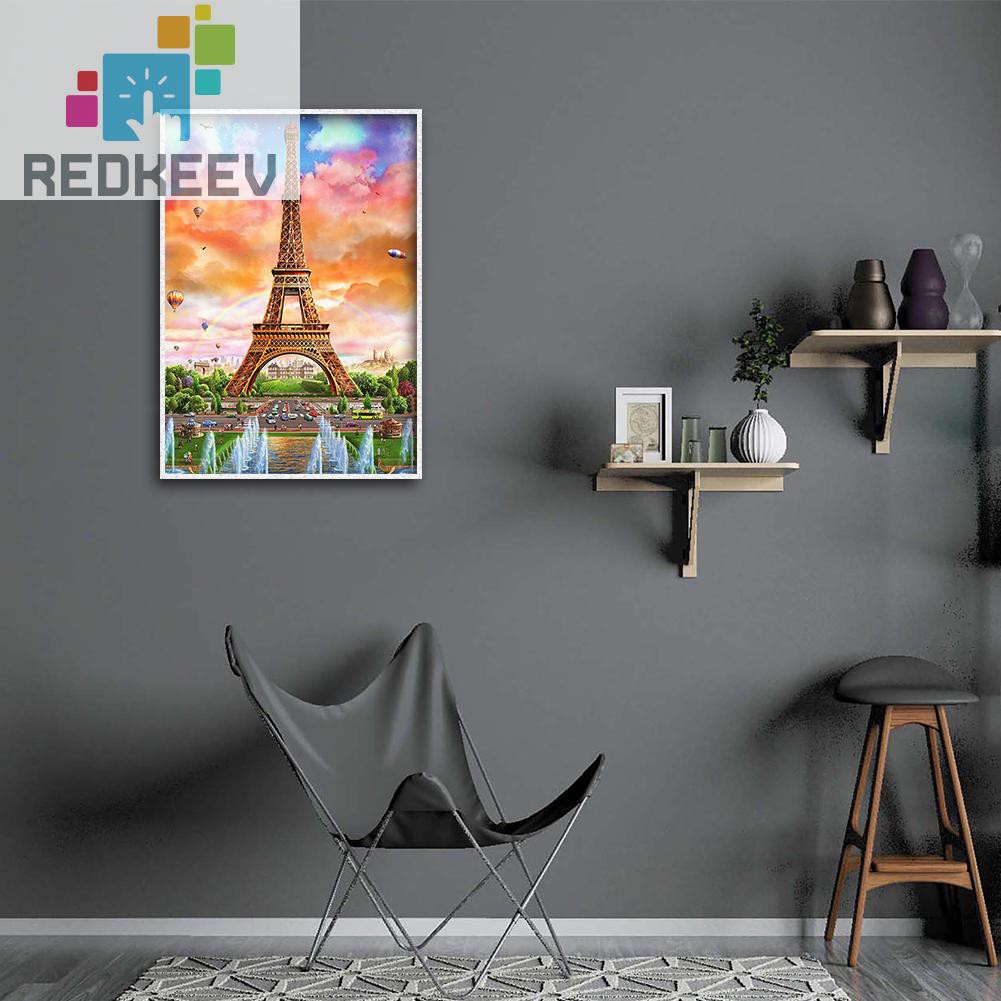 Bộ Tranh Đính Đá 1.13 Tự Làm Hình Tháp Eiffel Độc Đáo