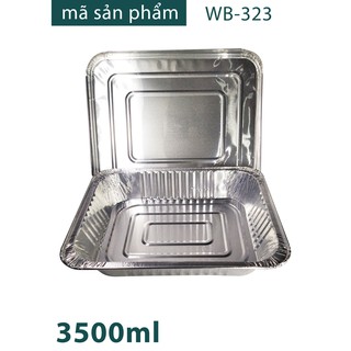 Set 1 dây (125 hộp) Hộp Nhôm (Khay Giấy Bạc có nắp) Cao Cấp Đựng Thực Phẩm Dùng 1 Lần 3500 ml