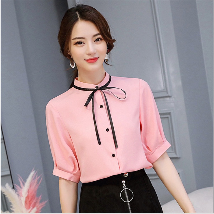 Áo kiểu chất kate lụa tay lỡ cổ trụ thời trang công sở cho phái nữ S45