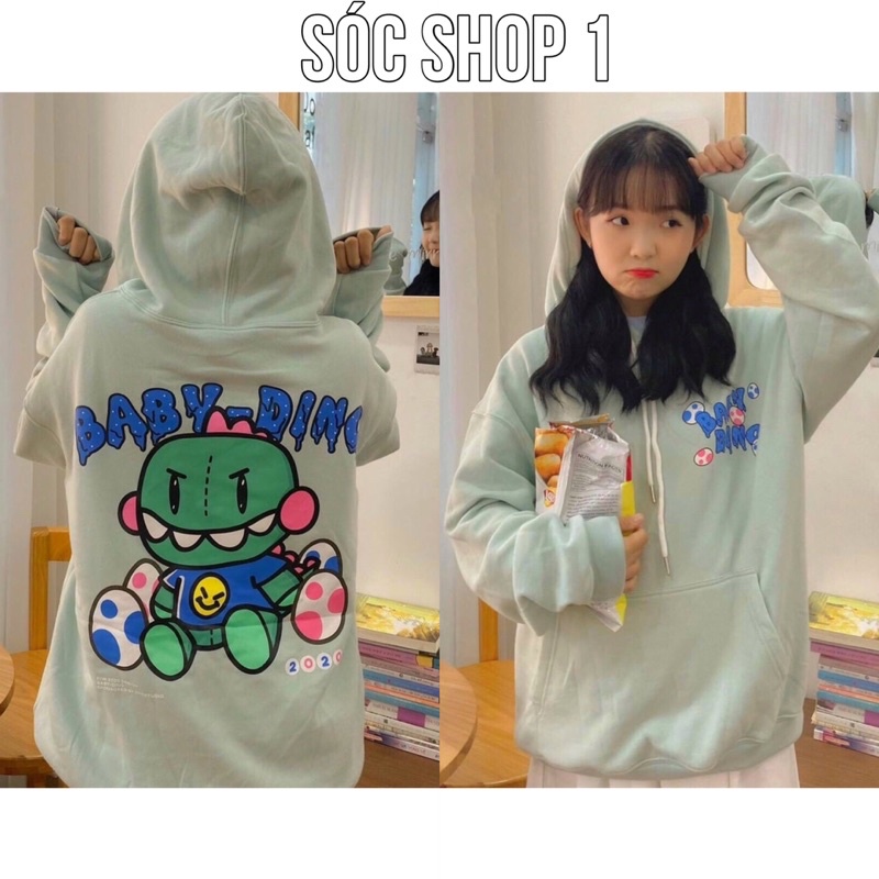 Áo Hoodie Nỉ Ngáo Ộp BABY DING Siêu Cute, Áo Nỉ Có Mũ Form Rộng Tay Bồng