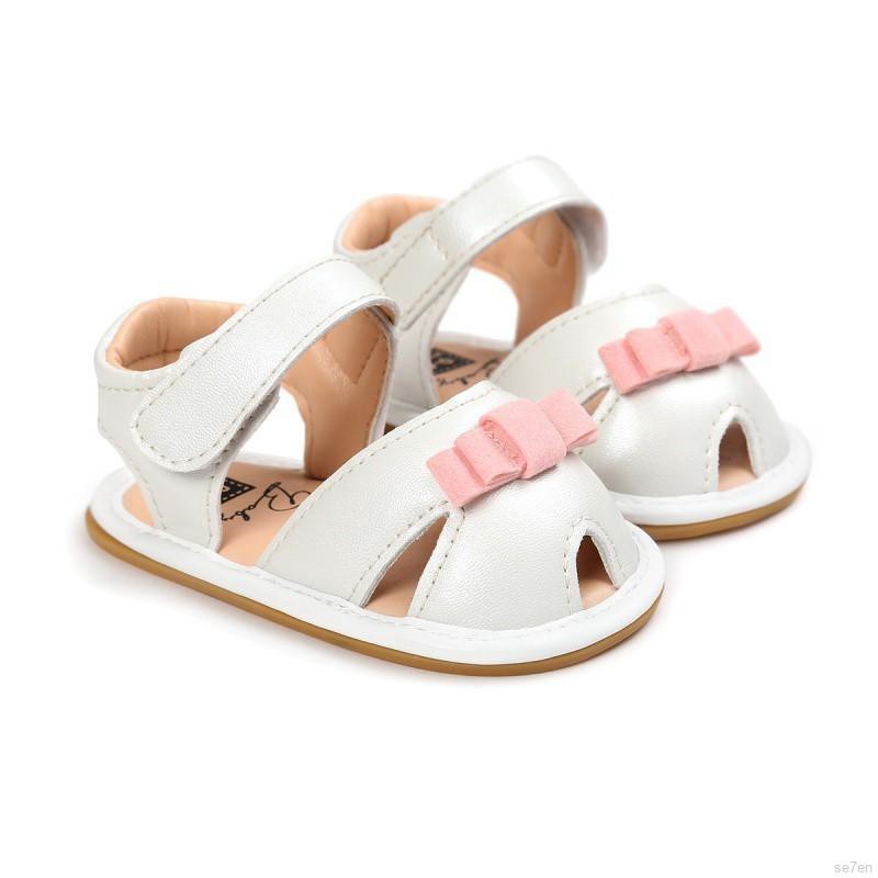 Giày sandal da PU đính nơ xinh xắn cho bé gái