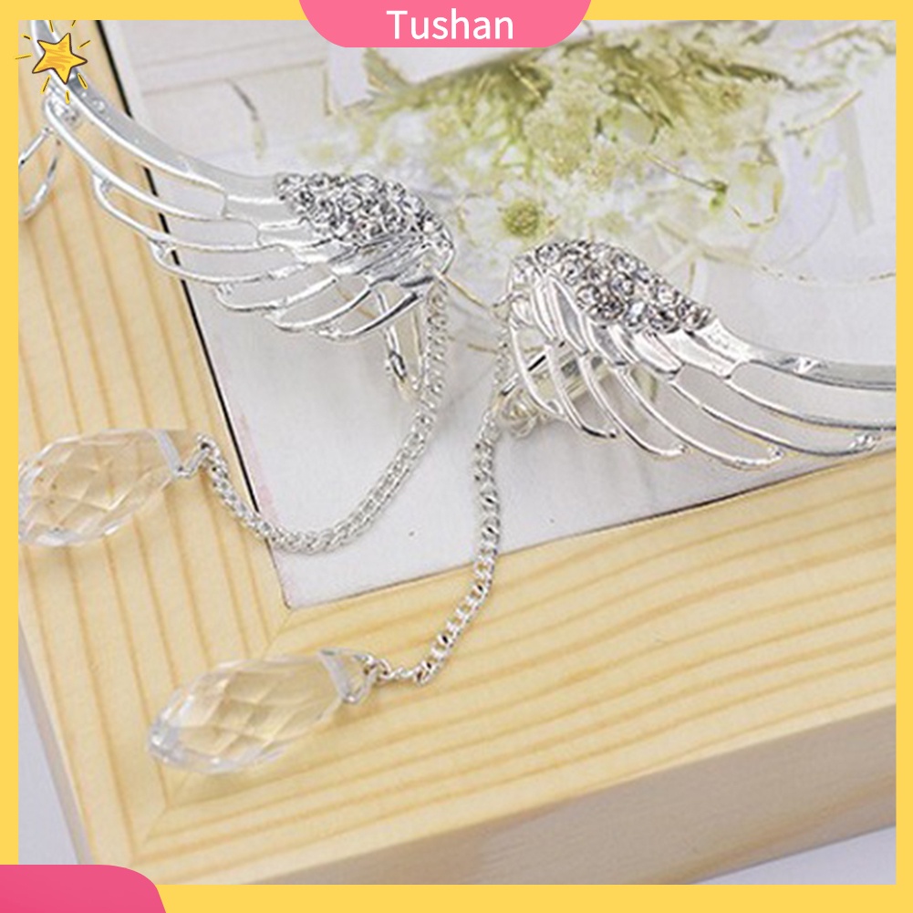 Khuyên vành tai hình cánh thiên thần đính đá dễ thương cho nữ