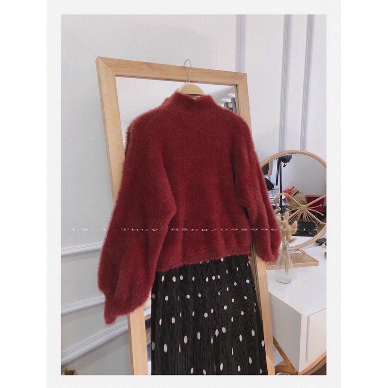 Áo len lông thỏ tay bồng cổ 3p cực xinhh