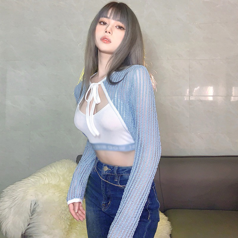Áo Khoác Cardigan Dệt Kim Màu Sắc Thanh Lịch Nữ Tính