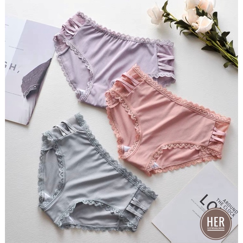 Quần Lót Nữ Thun Lạnh Cao Cấp Đẹp Thoáng Mát Viền Ren QT01 - Her Sleepwear