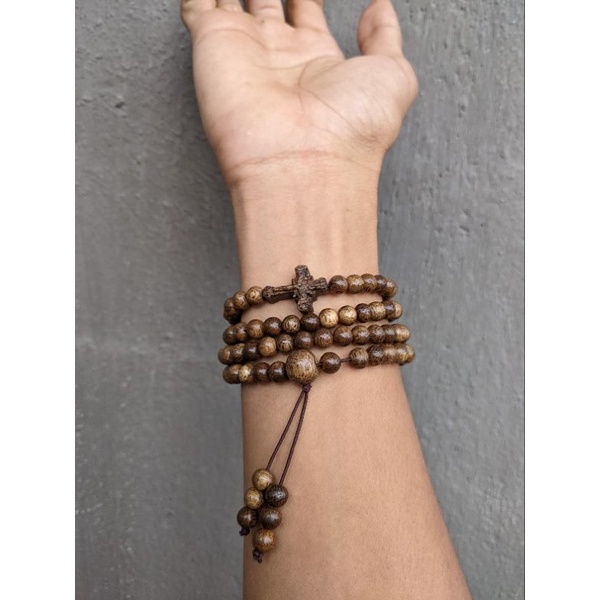 Vòng tay trầm hương công giáo quấn 4v trầm vườn