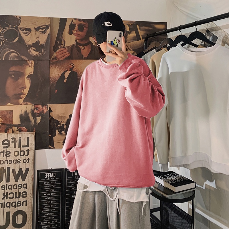 Áo sweater IFNICEFUTURE tay dài cổ tròn dáng rộng thời trang cho nam