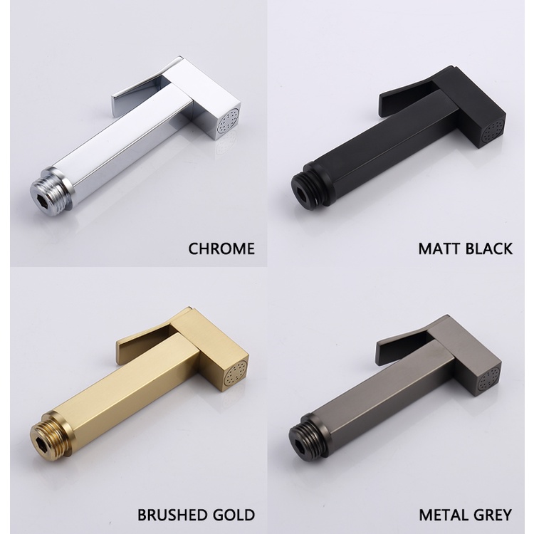 Vòi Xịt Rửa Dạng Tròn Và Vuông Bằng Đồng Thau Loại G1/2 Màu Đen/Vàng/Xám/Xám Cho Nhà Tắm