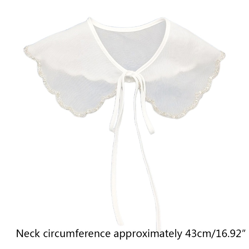 Cổ áo giả thắt dây màu trắng xuyên thấu cho nữ
 | BigBuy360 - bigbuy360.vn