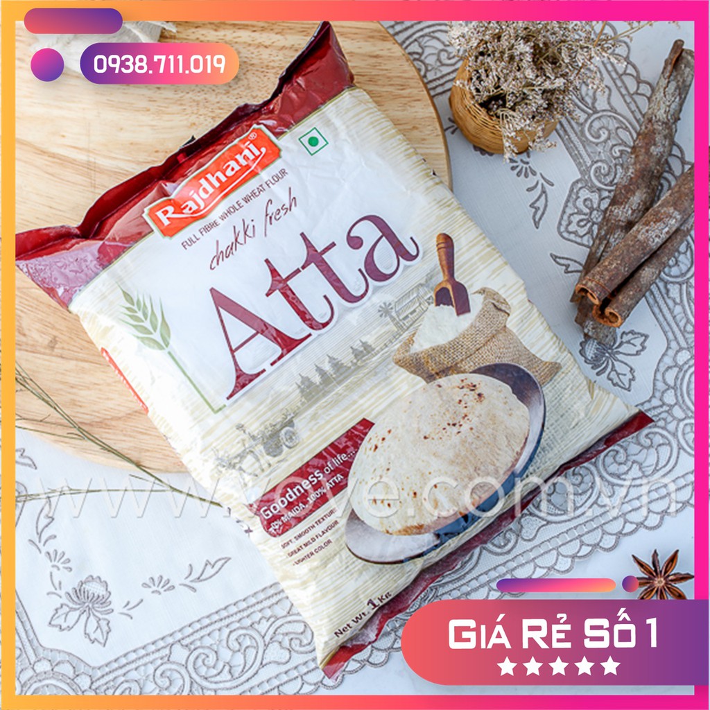 Bột Mì Nguyên Cám Ấn Độ Atta Rajdhani gói 1kg