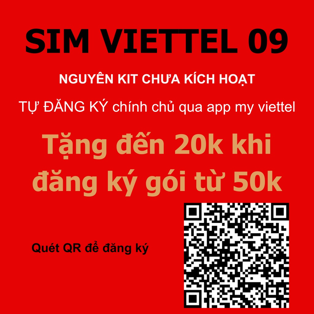 Sim Viettel 4G đầu số 09 mới 100% chưa kích hoạt đăng ký V150N 120GB tốc độ cao miễn phí gọi nội và ngoại mạng miễn phí