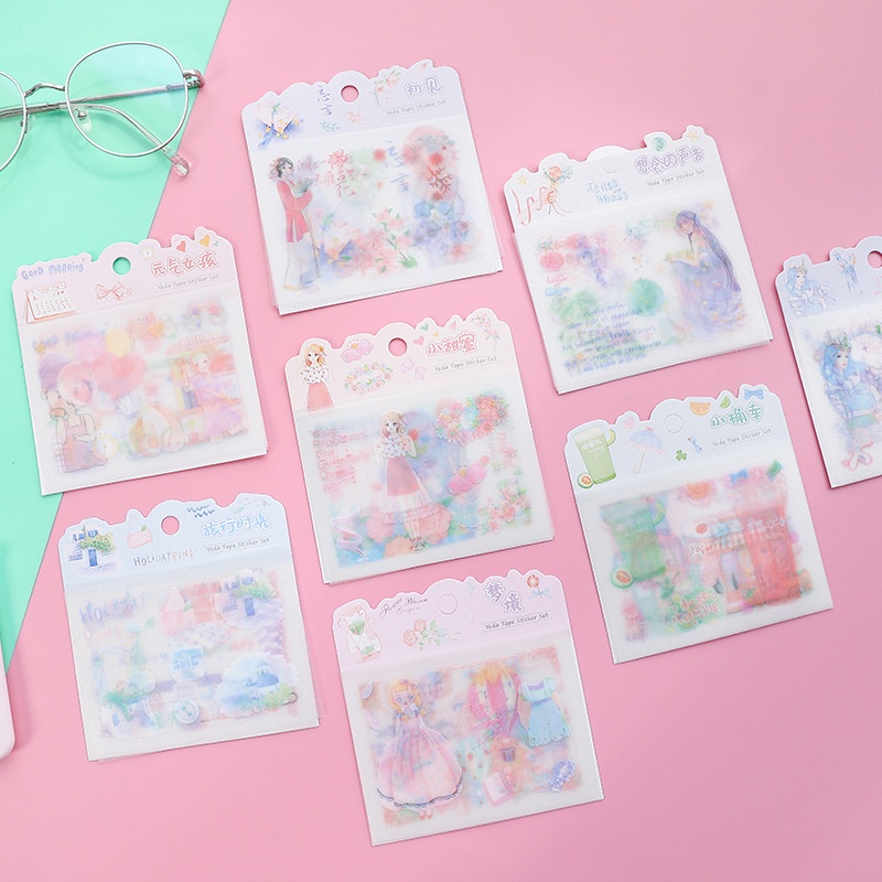 Set 4 Tờ Sticker Giấy Dán Trang Trí Họa Tiết Hoạt Hình Dễ Thương