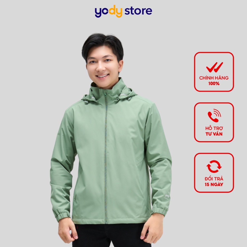 Áo gió YODY nam súp sườn thể thao 2 lớp năng động có mũ AKM4029