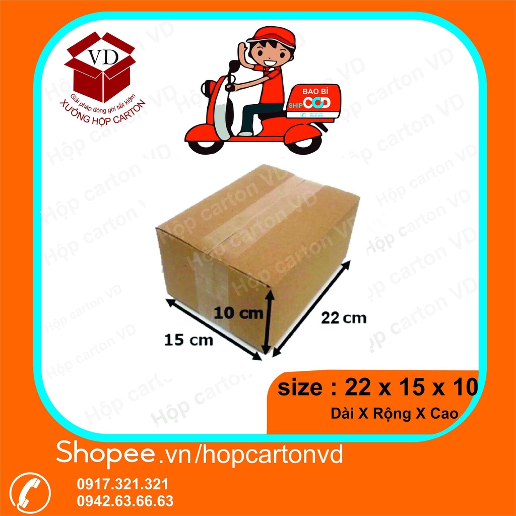 Hộp carton đóng hàng 22*15*10