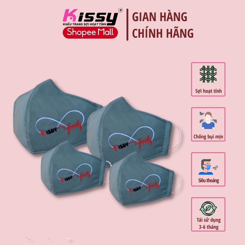 Khẩu Trang Kissy Đồng Phục Gia Đình Mẫu Vải Trơn Cá Tính, Giao Chuẩn Mẫu Và Chuẩn Size