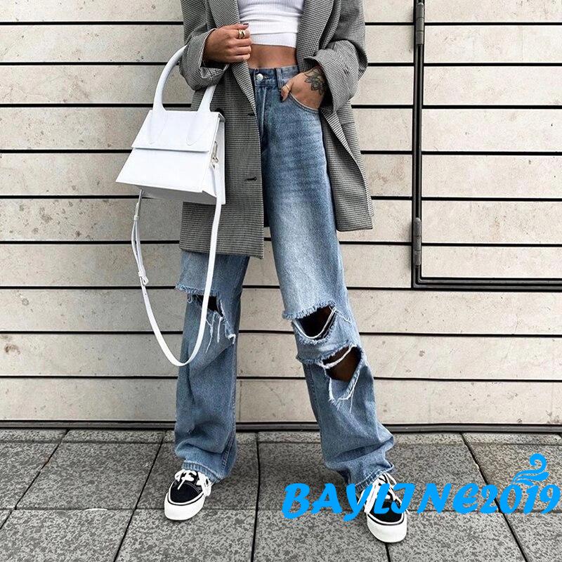 Quần Jeans Nữ Rách Gối Thời Trang Cá Tính
