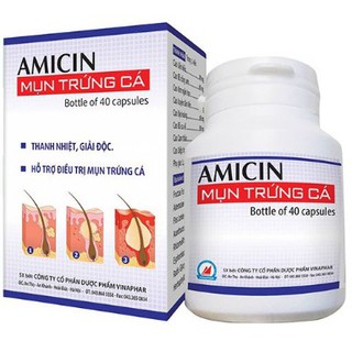 Amicin - mụn trứng cá- hộp 40 viên - thanh nhiệt giải độc, mụn nhọt , mụn trứng cá