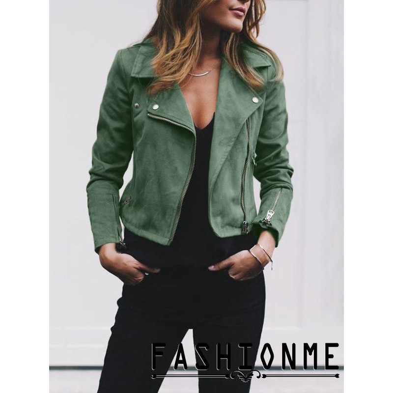 Ღ𝓂ℰWomen&acute;s Ladies Suede Leather Jacket Flight Coat Zip Up Biker Casual Tops Clothes