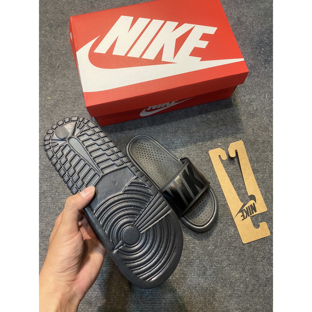 Dép n i k e đệm nam đen full