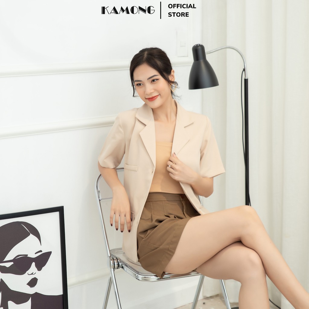 Áo blazer nữ tay ngắn KAMONG phong cách công sở nhiều màu, nhiều size A137