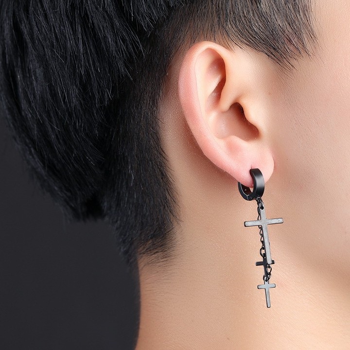 Bông Tai Tòn Ten Thánh Giá Titan Cao Cấp TT 1534