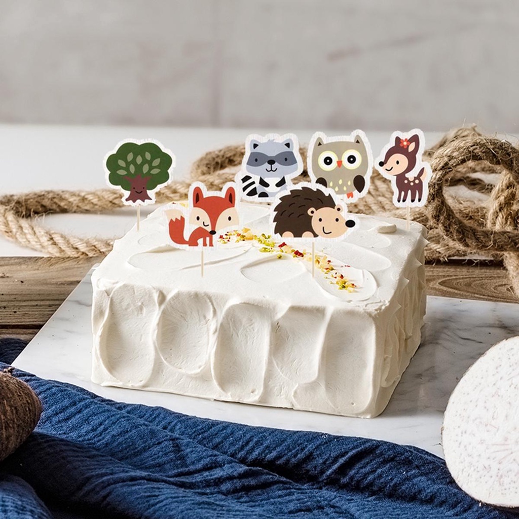 AUGUSTINA Set 48 Topper Trang Trí Bánh Kem Hình Động Vật