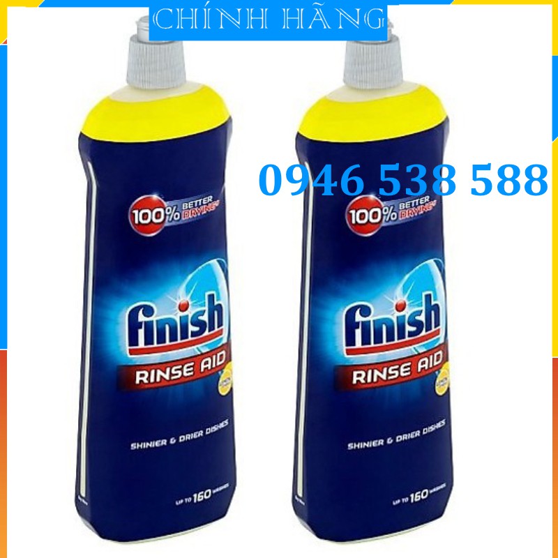 Combo 2 chai Nước làm bóng Finish 800ml, dung dịch nước làm bóng bát finish 800ml, dầu bóng finish 750ml, 400ml, 500ml